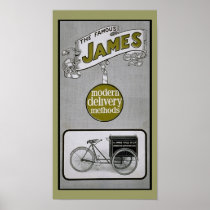 Vintage James 1913 Delivery Bicycle Poster