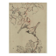 Vintage Japanese Birds Image Post Card