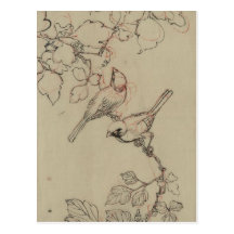 Vintage Japanese Birds Image Postcard