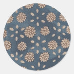 Vintage Japanese Floral Fabric 147 Round Stickers