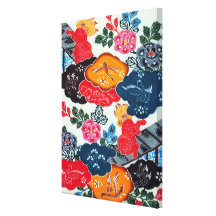 Vintage Japanese Kimono Textile (Bingata) Canvas Print