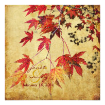 Vintage Japanese Maple/fall wedding invitations