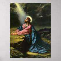 Vintage Jesus Christ Praying in Gethsemane Print