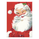 Vintage Jolly Santa Claus Winking, Christmas Party Custom Invite