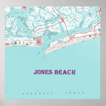 Vintage Jones Beach New York Map on Canvas Large F Print