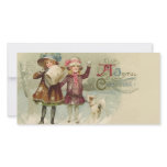 Vintage Joyful Christmas Girls Photocard Photo Greeting Card