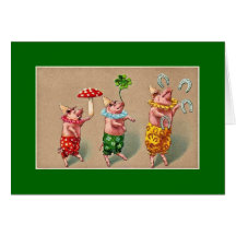 Vintage Juggling Pigs Greeting Card