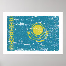 Vintage Kazakhstan Flag Print
