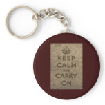 Vintage Keep Calm And Carry On keychains