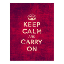 Vintage keep calm and carry on post card