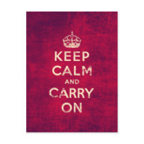 Vintage keep calm and carry on post card