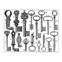 Vintage Keys Postcard