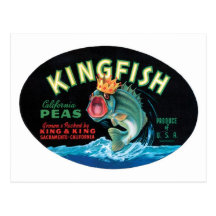 Vintage Kingfish Peas Crate Label Post Card