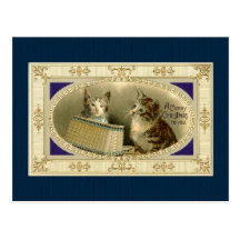 Vintage Kitten Christmas Postcard