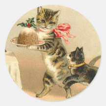 Vintage Kitten Christmas sticker