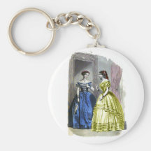 Vintage Ladies in Blue and Yellow Key Chain