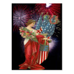 Vintage Lady and Fireworks Post Cards