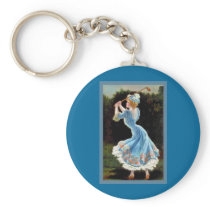 Vintage Lady Golfing Keychain