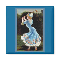 Vintage Lady Golfing Fridge Magnet