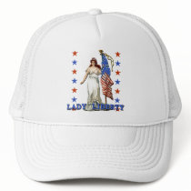 Vintage Lady Liberty with American Flag Trucker Hats