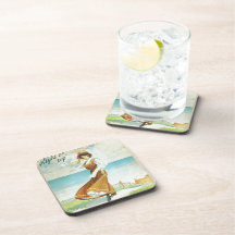Vintage lady, The master Polish advert Drink Coasters