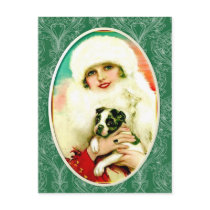Vintage Lady with Boston Terrier Postcards