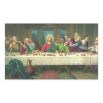Vintage Last Supper with Jesus Christ and Apostles Rectangle Stickers