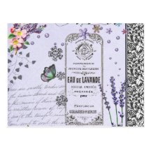 Vintage Lavender Collage Postcard