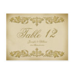 Vintage Leaf Scroll Wedding Table Number Postcard