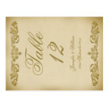 Vintage Leaf Scroll Wedding Table Number Postcard