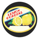 Vintage Lemon Cordial Label Round Stickers