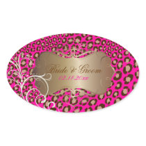 Vintage Leopard pearl swirls wedding stickers