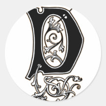 Vintage Letter D Round Sticker