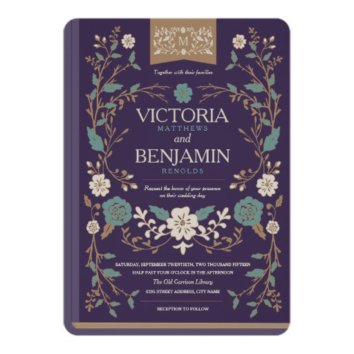 Vintage Library Book Wedding Invite Zazzle