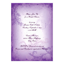 Vintage lilac purple scroll leaf bridal shower custom announcement