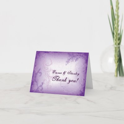 Vintage lilac purple scroll leaf wedding Thank You Cards by weddings 