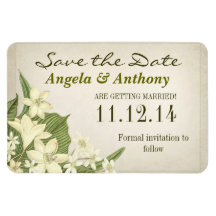 vintage lilies save the date magnet