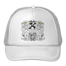 Vintage Lion Rampant White With Gold Crowns,Tongue Trucker Hat