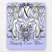 Vintage Lion Rampant White With Gold Crowns,Tongue Mouse Pad