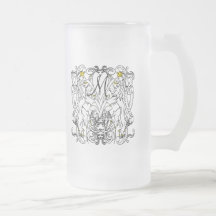 Vintage Lion Rampant White With Gold Crowns,Tongue Coffee Mugs