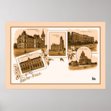 Vintage litho Gruss aus Bielitz-Biala Print