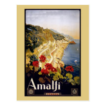 Vintage Litho Travel Ad Amalfi Italy Post Cards