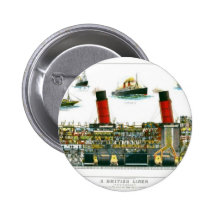 Vintage Lithograph British Ocean Liner RMS Caronia Pinback Button