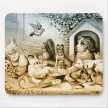 Vintage Lithograph of animals. Mouse Mat