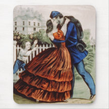 Vintage Lithograph Soldier Returns Home Mousepads