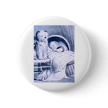 Vintage Lithograph with baby and pet buttons