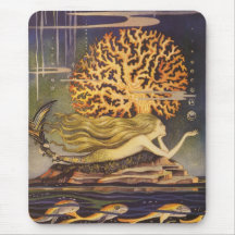 Vintage Little Mermaid Ocean Coral Fairy Tale Mousepad