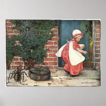 Vintage Little Miss Muffet Spider Nursery Rhyme Posters