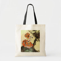 Vintage Little Miss Muffet w Spider Nursery Rhyme Tote Bag
