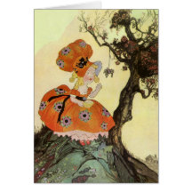 Vintage Little Miss Muffet w Spider Nursery Rhyme Greeting Cards